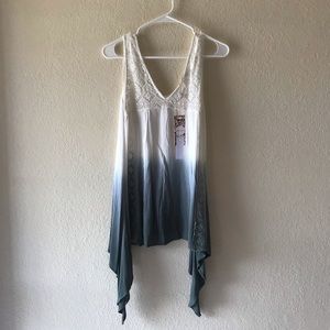 NWT ombré white and blue lace tank